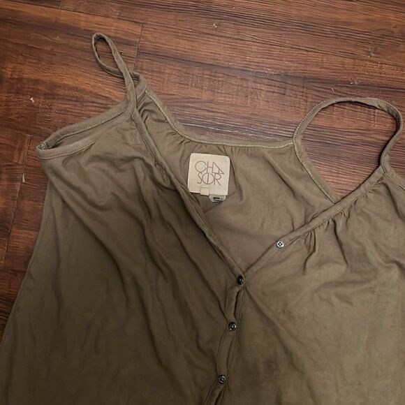 Chaser Brand Green Tank - Button Down Spaghetti Strap - Picture 2 of 4